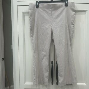 COUNTERPARTS Cropped Stretchy Pull-on tan/White Pinstripe Capri Pants  Large